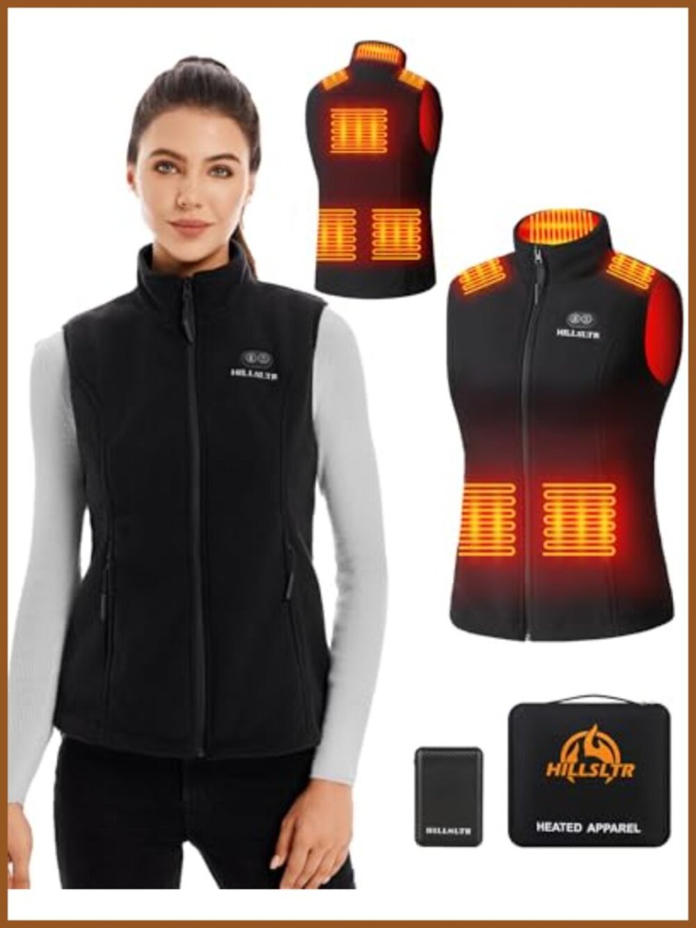 Women's Heated Fleece Vest Battery Pack 8 Heating Zones Sleeveless